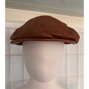 Orvis Genuine Deerskin Leather Driver Cap Brown Large Snap Bill Newsboy Hat
